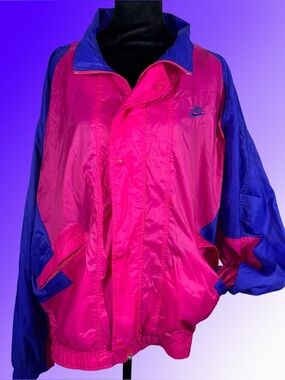 Rare Vintage Women’s Nike Full Zip Windbreaker Track Jacket Pink/Purple XL Retro